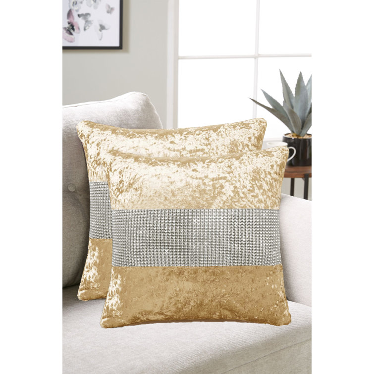 Fairmont Park Diamante Crushed Velvet Filled Back Cushion Wayfair.co.uk